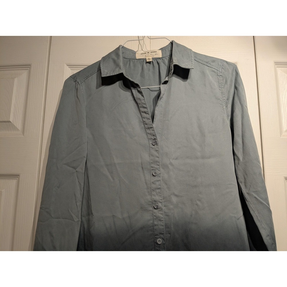 Cloth & Stone Shirt Women S Gray Ombre Button Up Tencel Tunic Anthropologie EUC - Picture 4 of 12